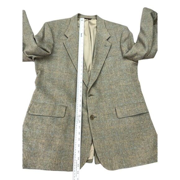 Bill Blass Mens Sz 44R Camel Hair Blazer Coat In Brown Plaid Check Made In USA - Picture 14 of 16